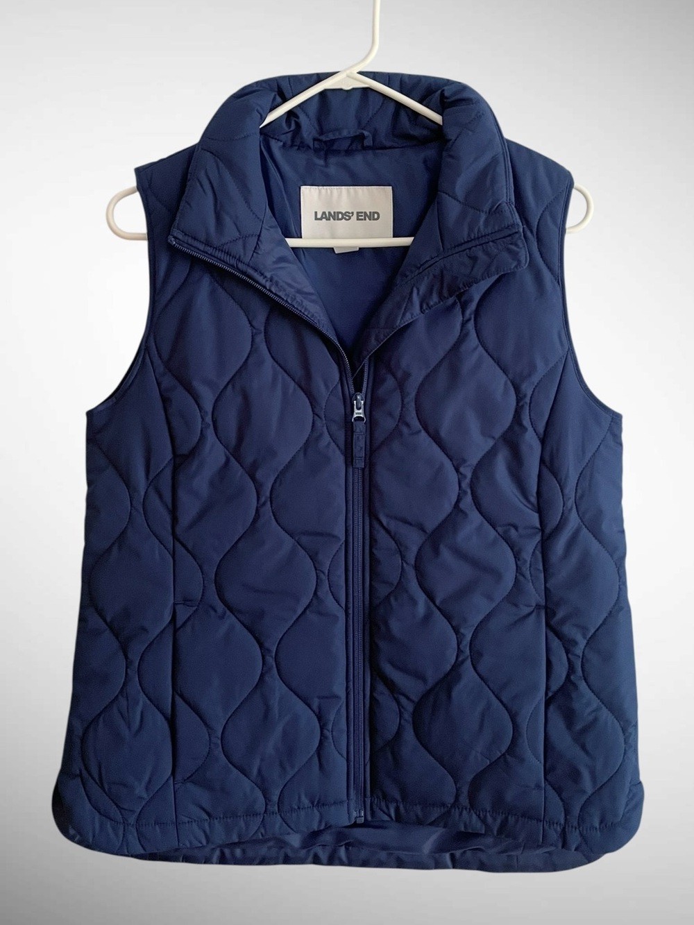 Lands' End Quilted Navy Insulated Sleeveless Vest with Pockets